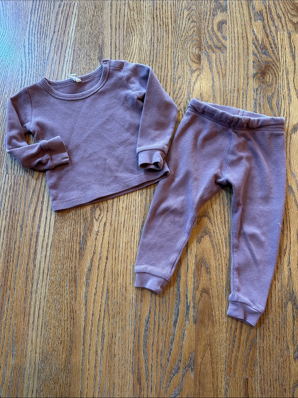 Quincy Mae plum waffle knit set -18-24mo - used condition
